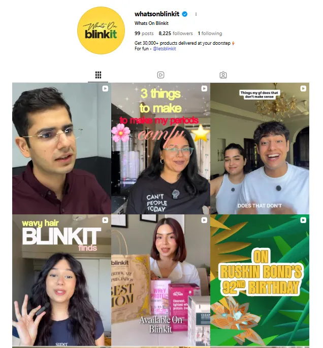 Blinkit instagram page showing people discovering new products