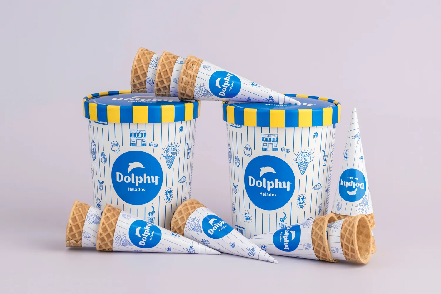 Helados Dolphy ice cream packaging design by Henriquez Lara Estudio