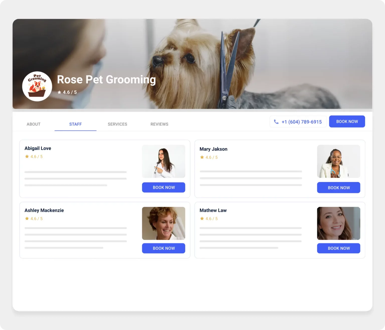 optimized public booking page in nutritionist software