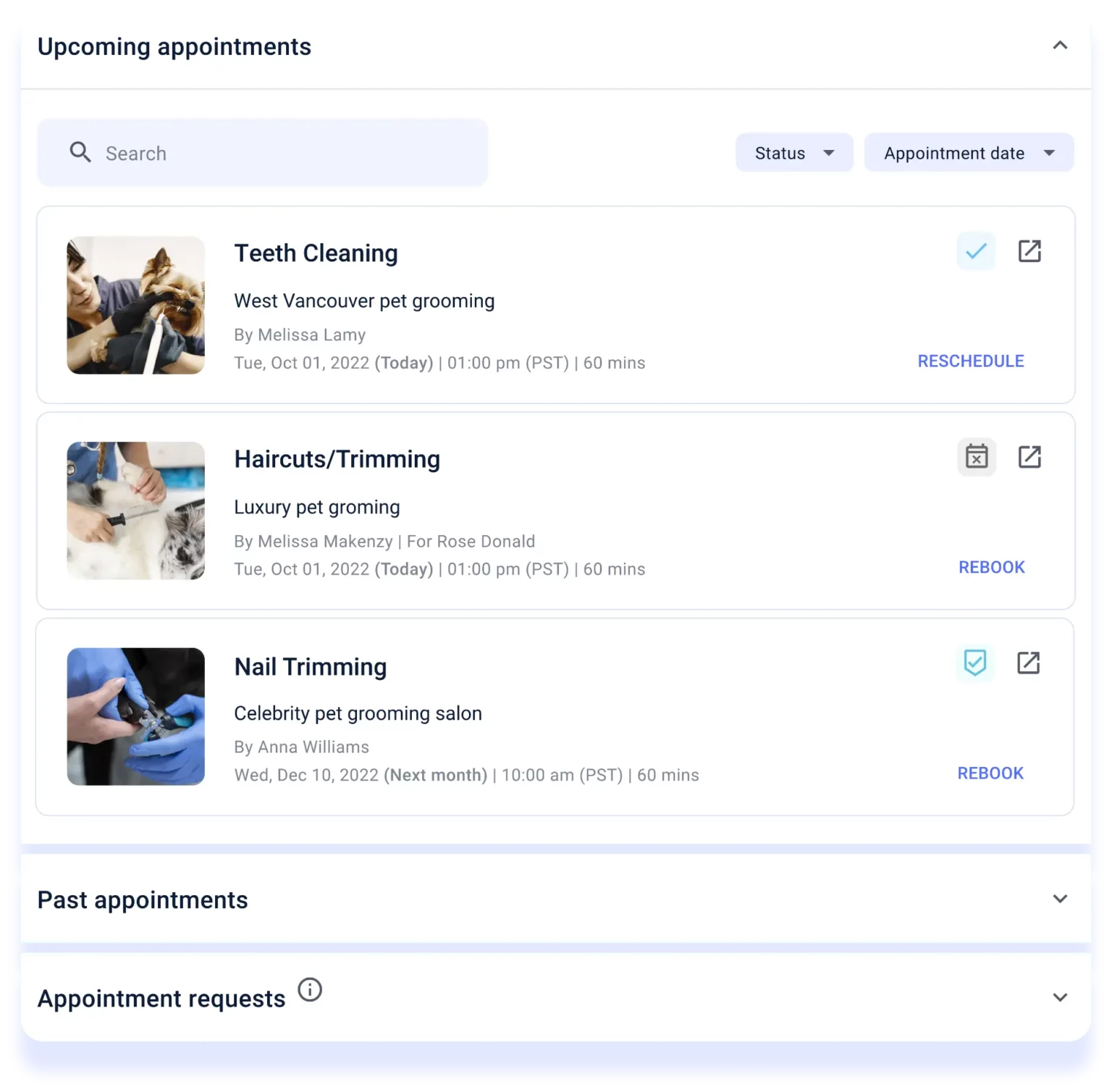 client portal in nutritionist software for bookings