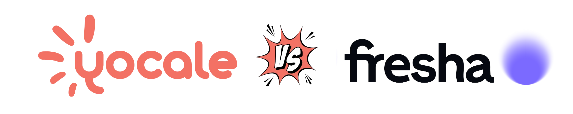 Yocale logo in coral color on the left and Fresha logo with a purple circle on the right separated by a 'vs' graphic in the center.