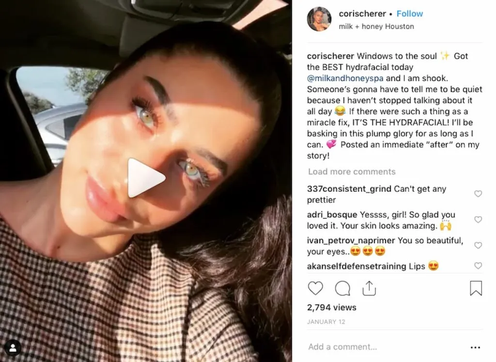 med spa influencer collaboration example