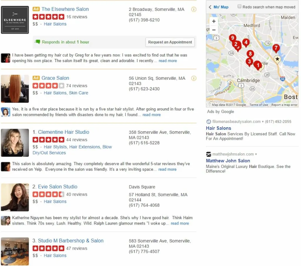 yelp salon marketing