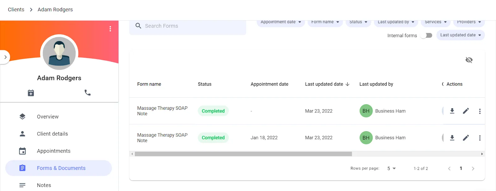 massage theray practice management software