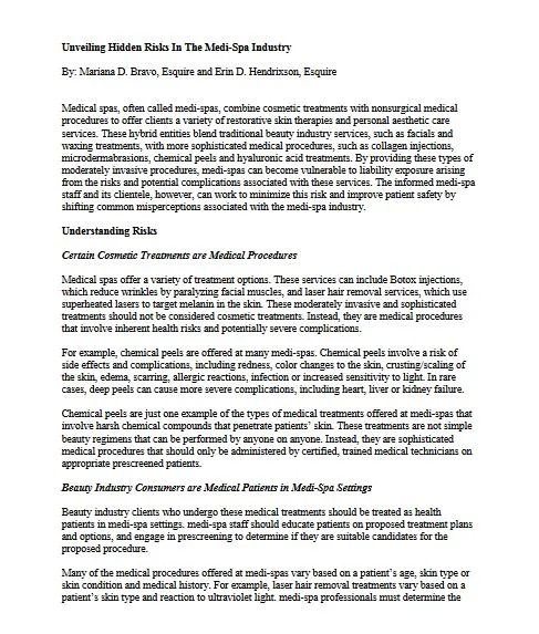 Unveiling Hidden Risks In The Medi-Spa Industry