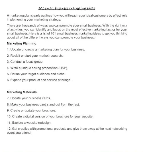 101 small business marketing ideas