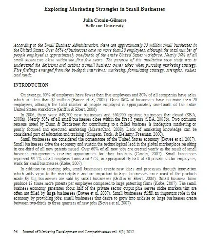 Exploring Marketing Strategies in Small Businesses