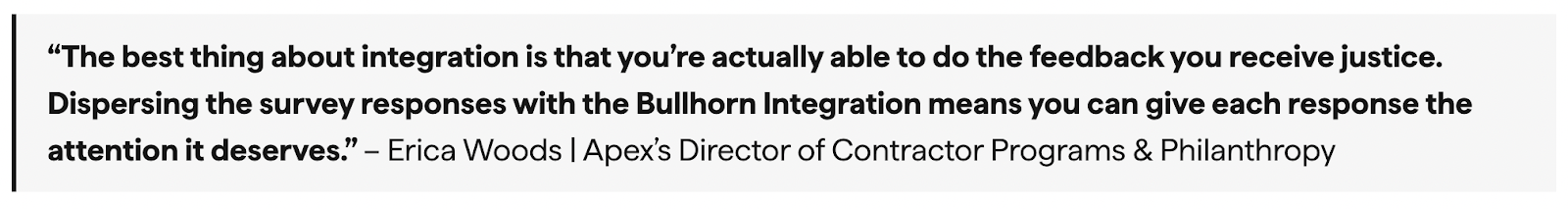 Apex Systems on Bullhorn integration for NPS feedback