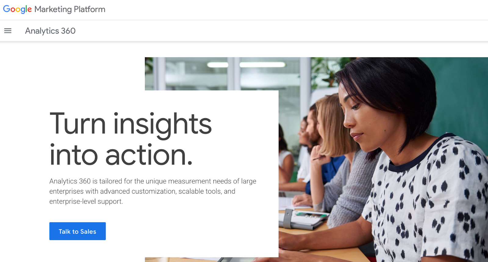 Explore action insights from Google Analytics 360