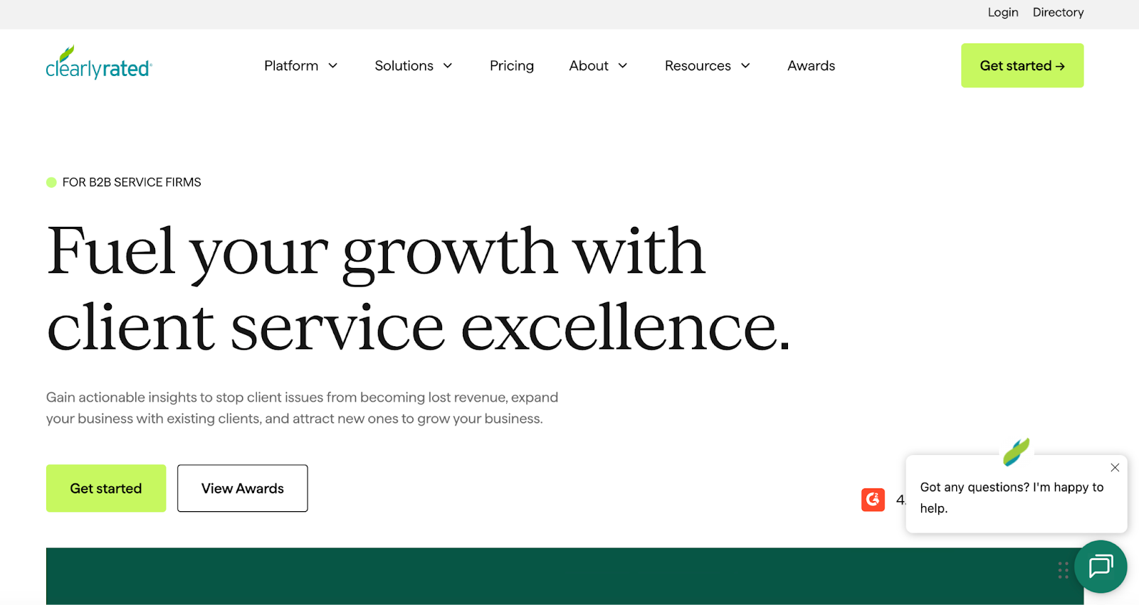 ClearlyRated’s homepage highlighting the platform powering world-class experiences for customers and employees