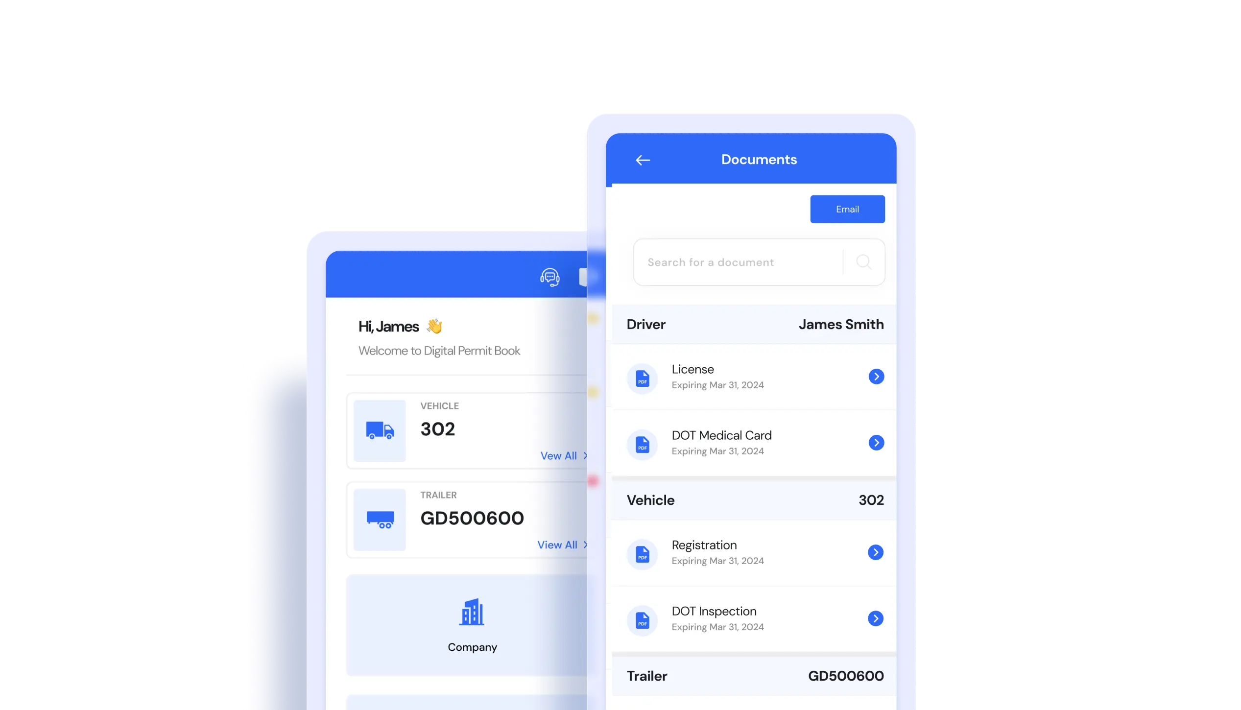 Digital Permit Book Driver View of All Documents