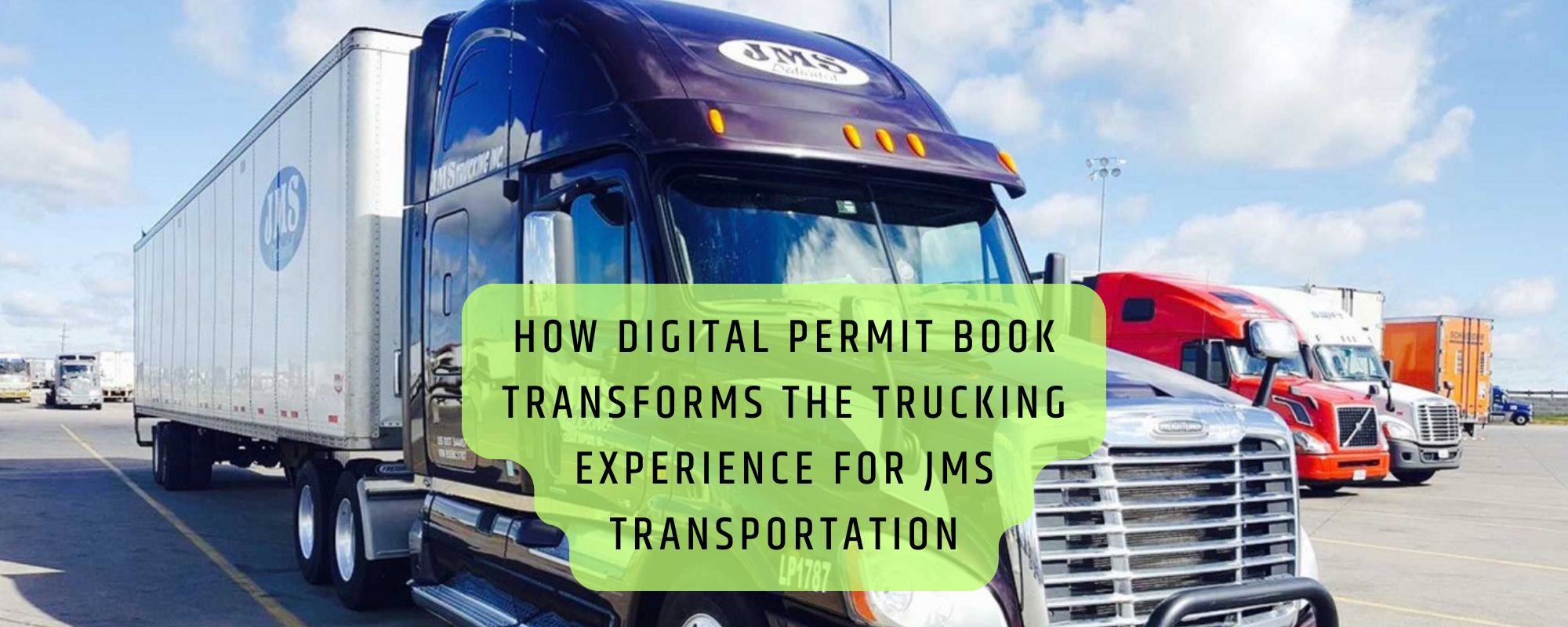 Purple JMS Transportation semi-truck parked in a truck lot