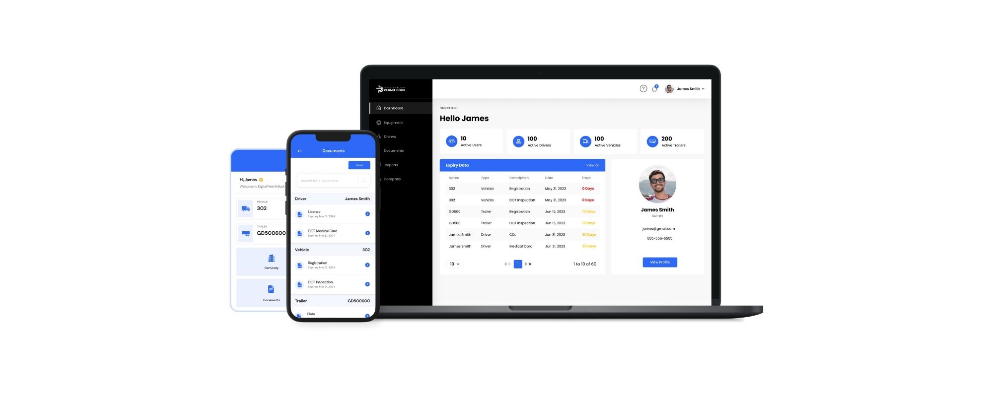 Digital Permit Book app on laptop and smartphones