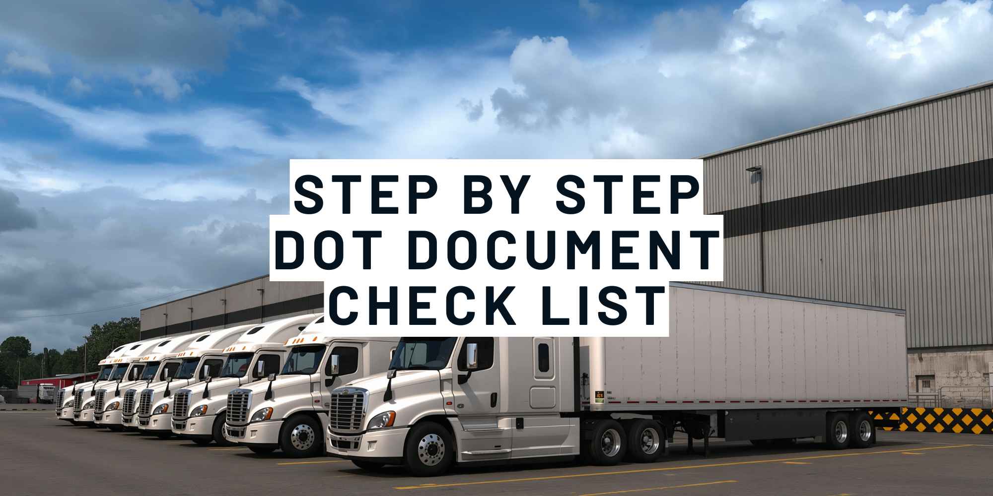 Neon wireframe semi-truck illustration for DOT document checklist guide