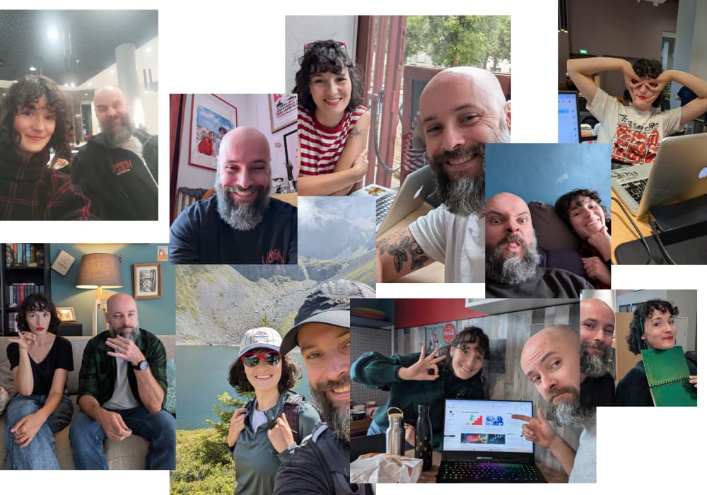 Montage photo de l'équipe de Pochade, Fanny et Romain. 