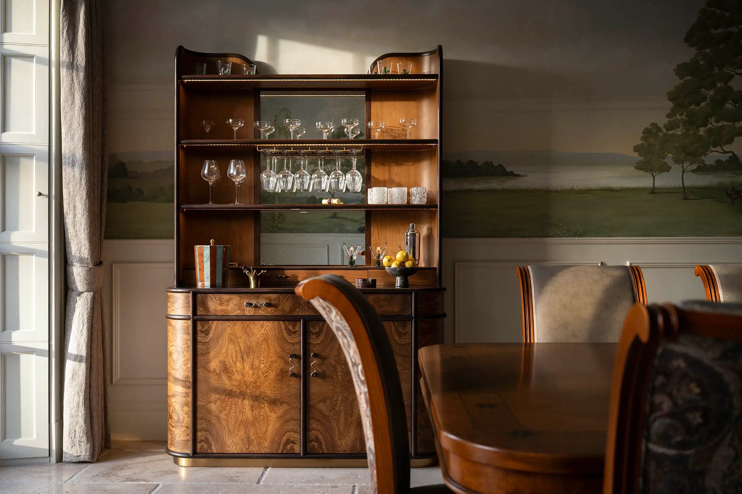 Looking into the door of a red brick house