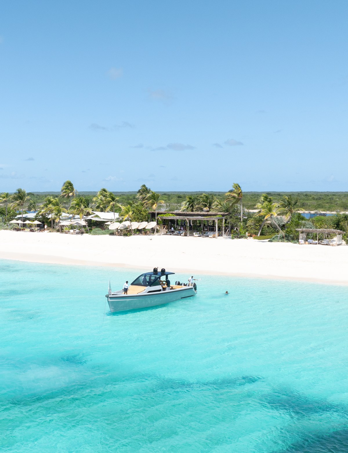 White sand beach and turquoise water at The Beach Club, Barbuda