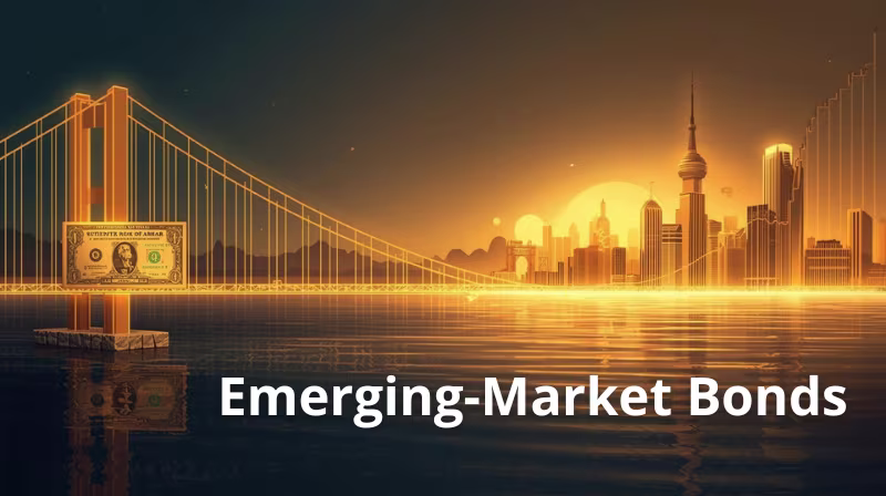 Conceptual artwork showing investment flows from U.S. bonds to emerging markets.