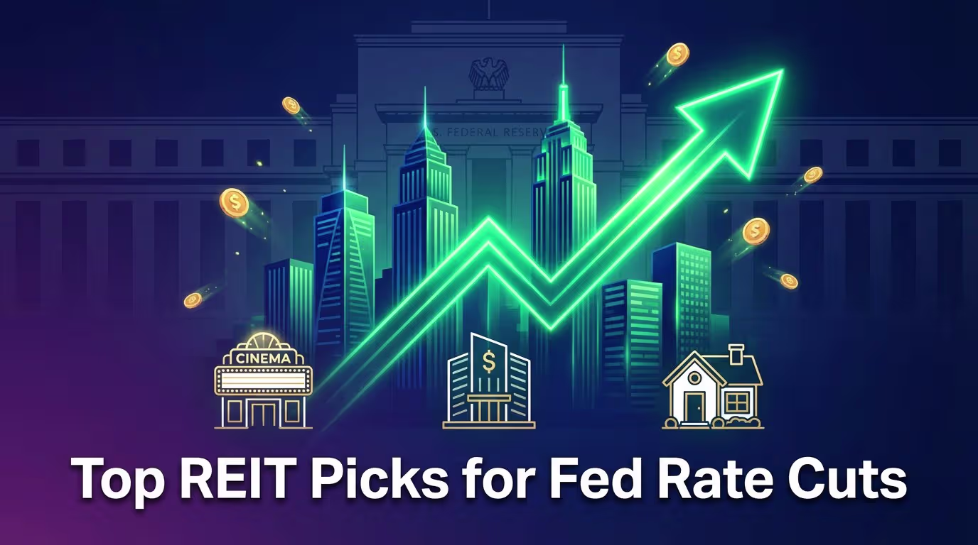 Discover three dividend-paying REITs primed to benefit from Fed rate cuts, delivering steady income and growth potential in a shifting economic landscape. Graphic illustrating top REITs benefiting from Federal Reserve rate cuts