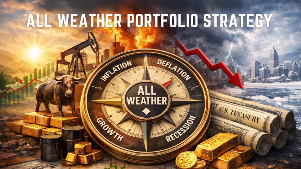 Ray Dalio All-Weather portfolio four-regime allocation chart — inflation, deflation, growth, recession