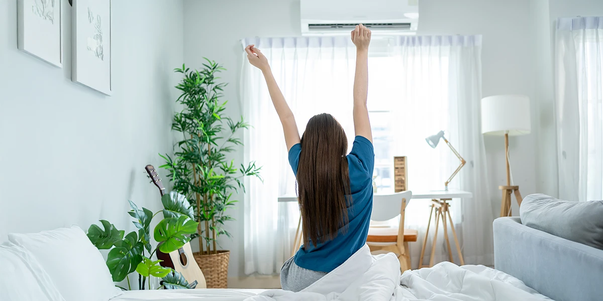 Leise Split-Klimaanlage für angenehme Temperaturen im Schlafzimmer