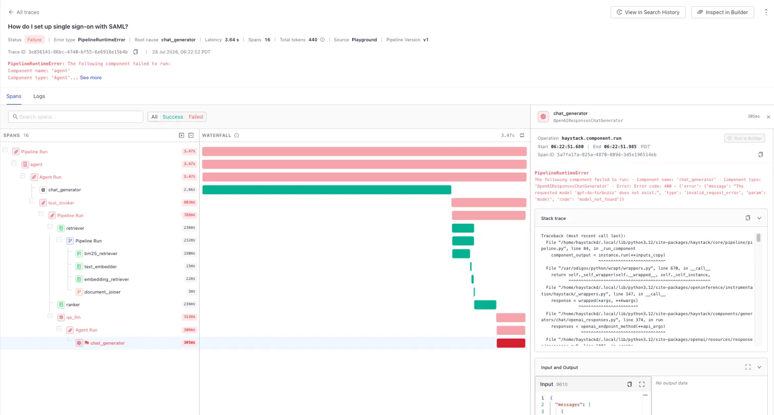 Traces in Haystack Enterprise Platform
