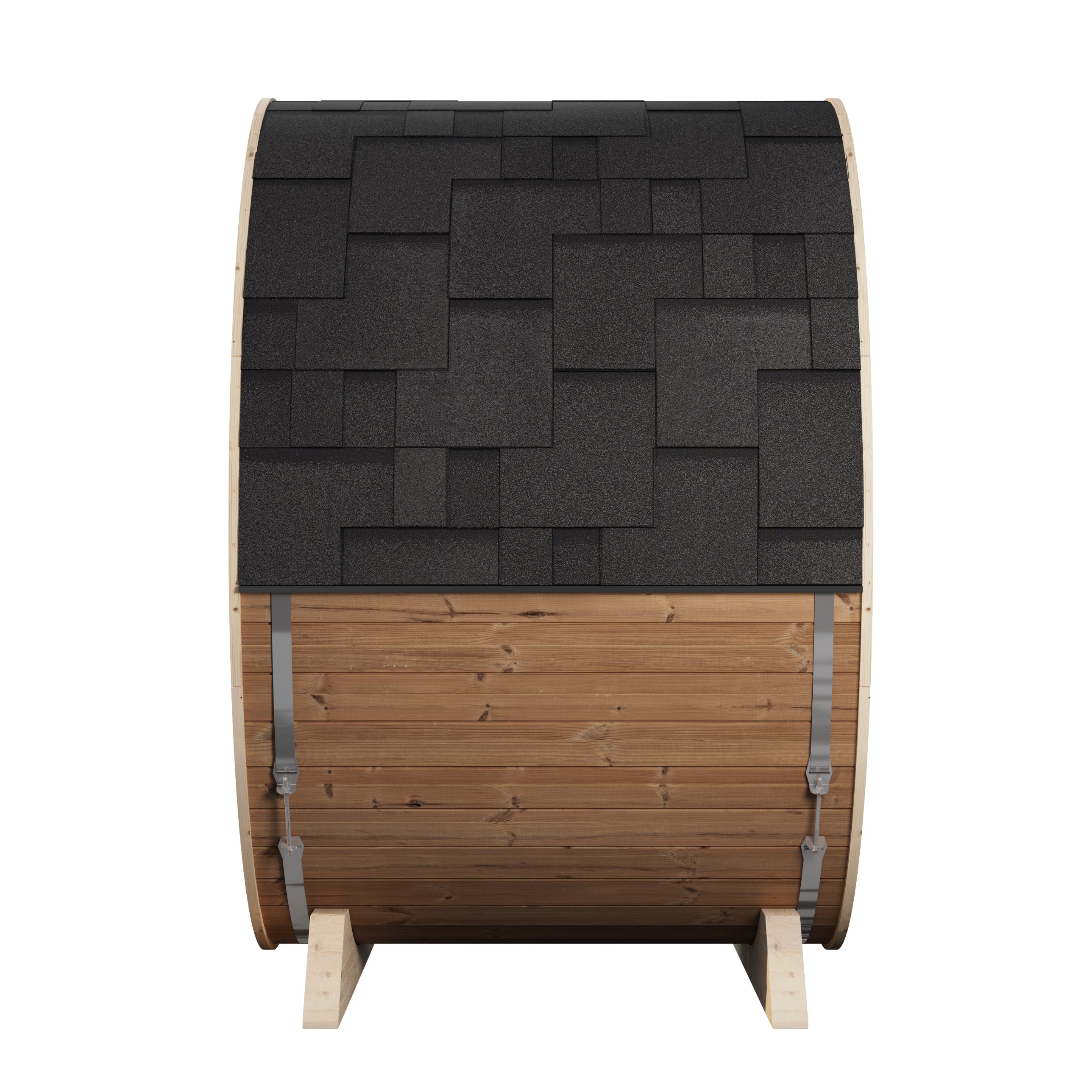 Sauna The Croft, vue de côté avec toiture en bardeaux