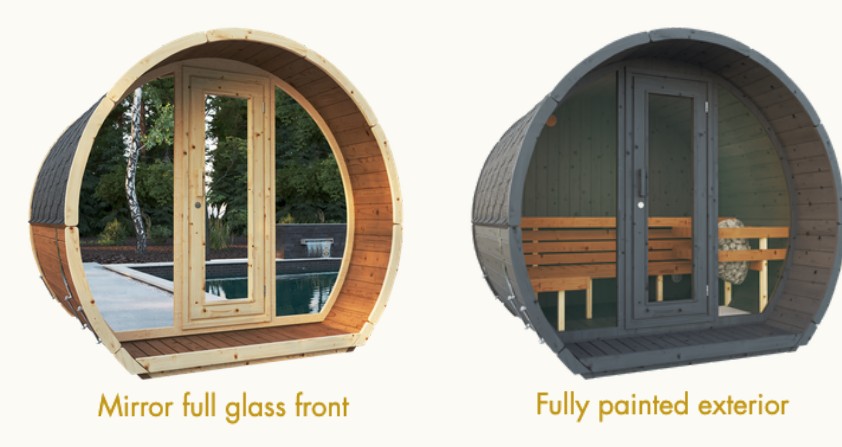 Options de façade miroir et finition peinte du sauna The Hearth