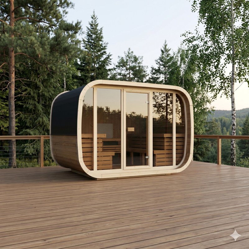 Sauna The Mist W1 installé sur une terrasse