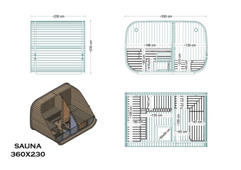 Plan coté du sauna The Mist W1.2