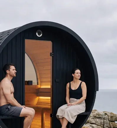 Intérieur d'un sauna tonneau Barrel