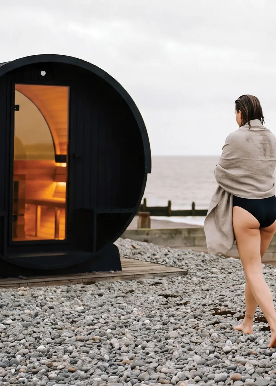 Sauna tonneau Barrel en bord de mer