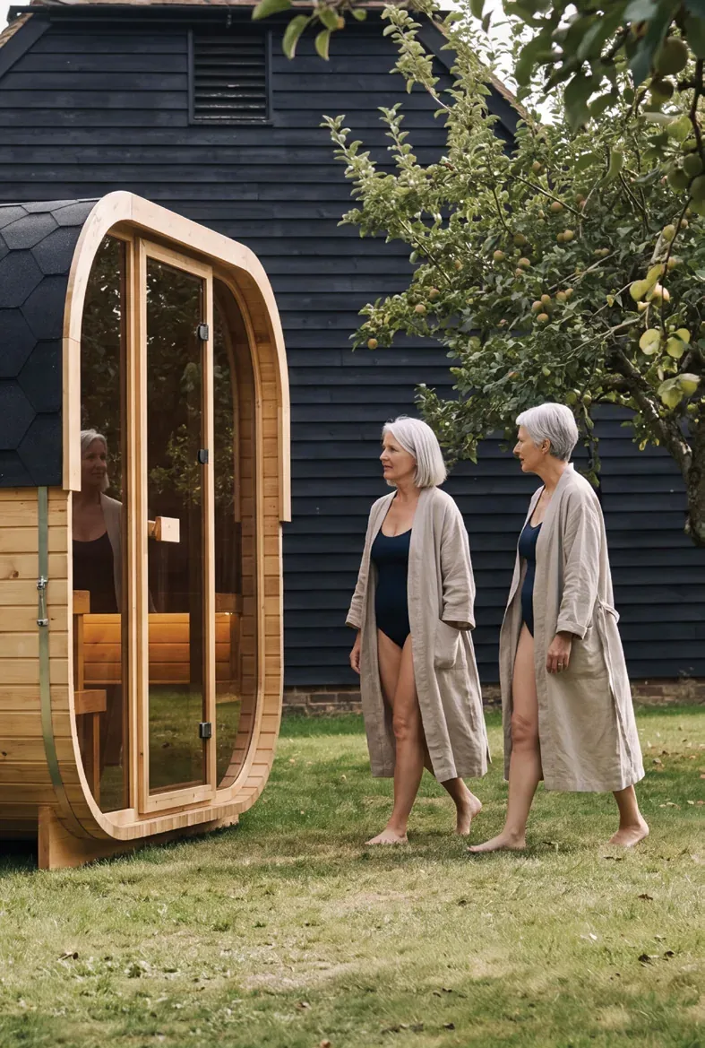 Sauna Cube sur une pelouse