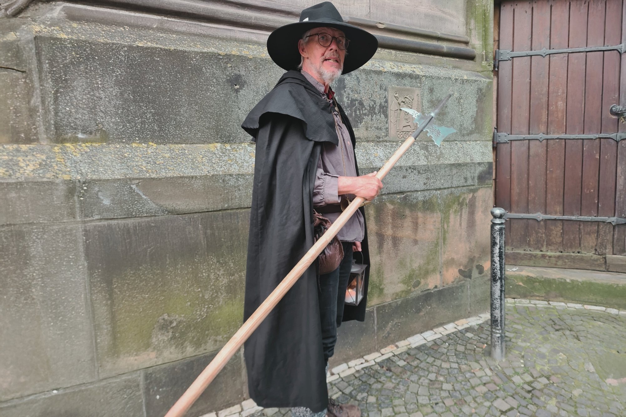 Nachtwächter mit Laterne in der Münsteraner Altstadt