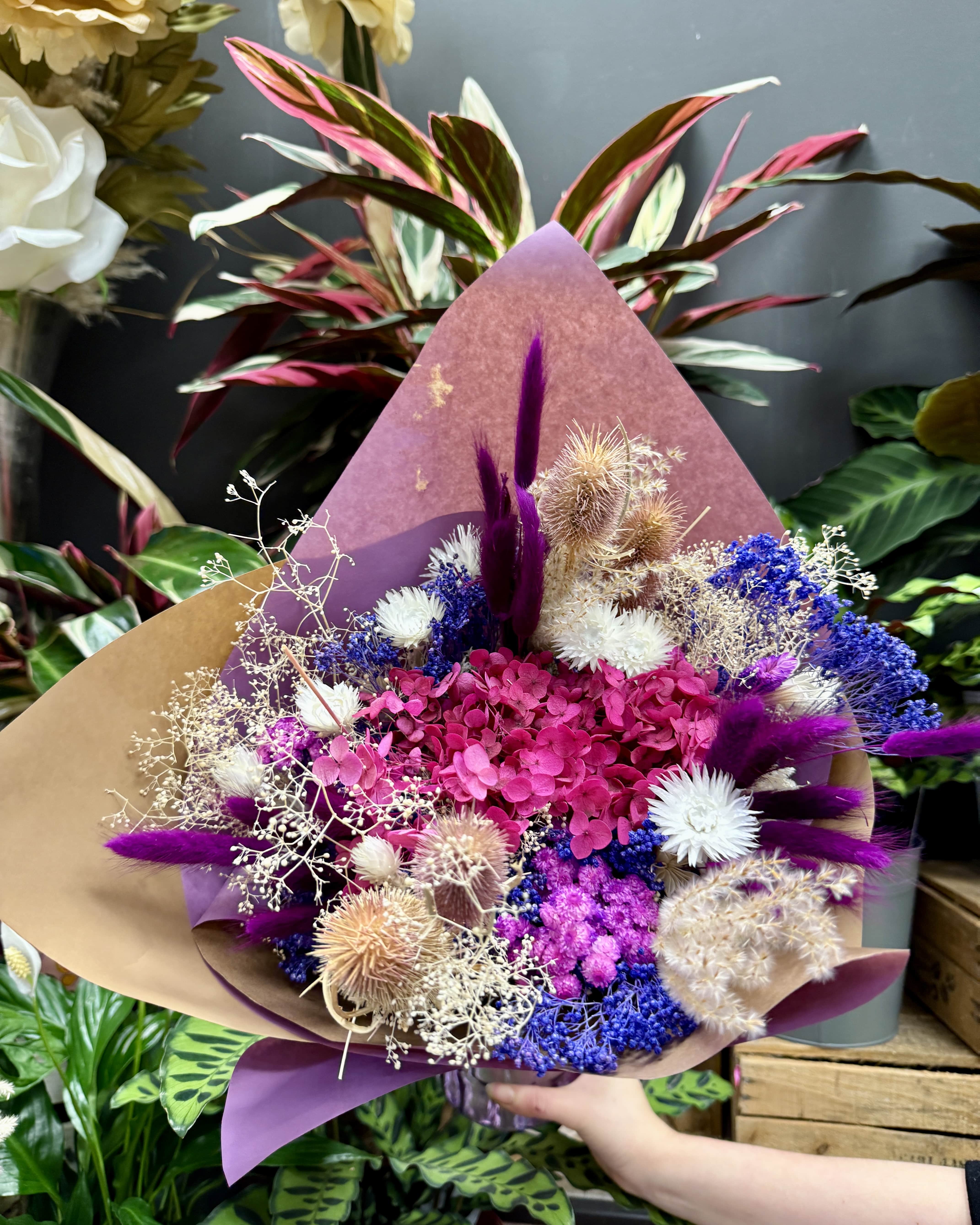 Bouquet de fleurs séchées rose peps