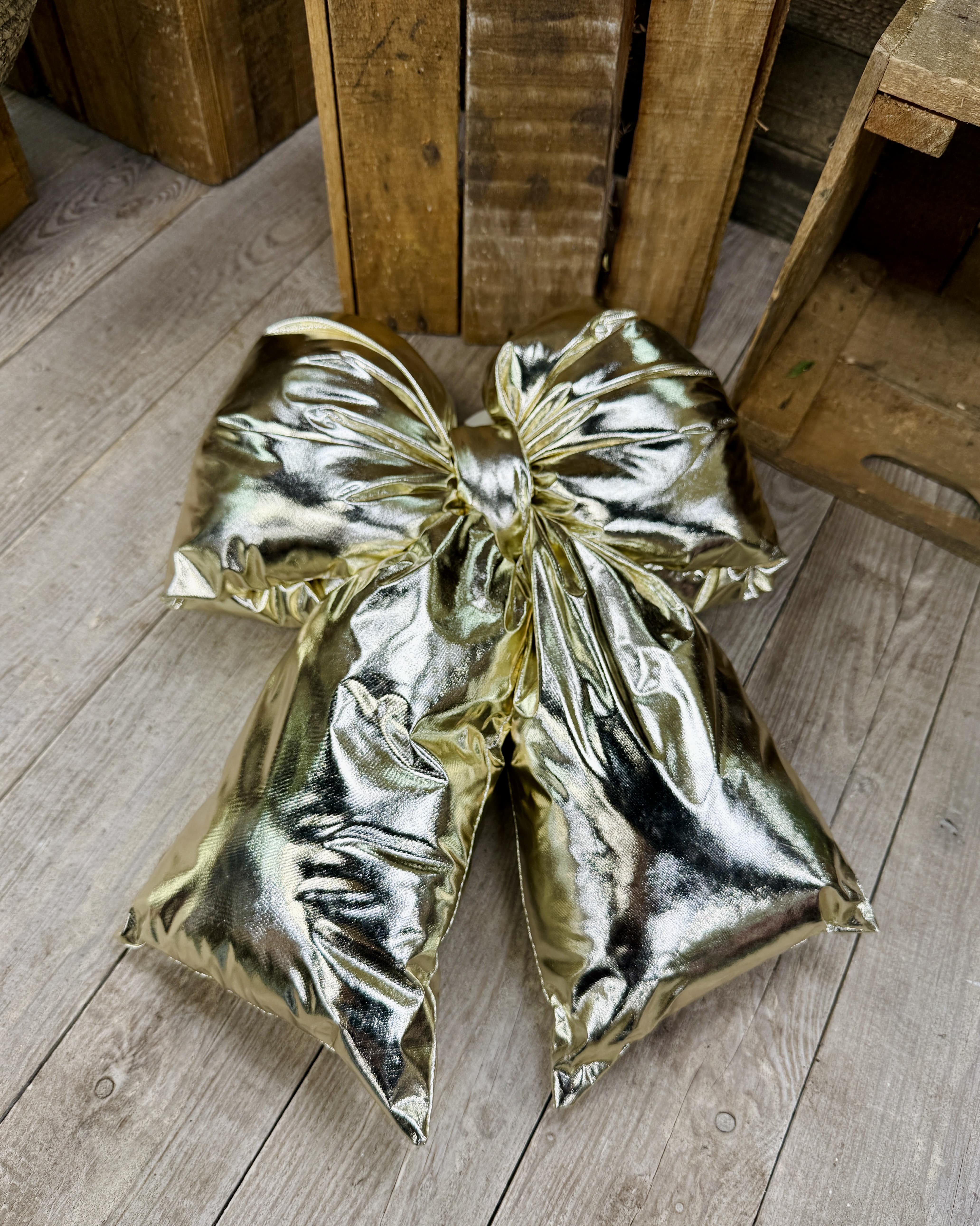 Nœud doré brillant pour décorations de Noël taille M