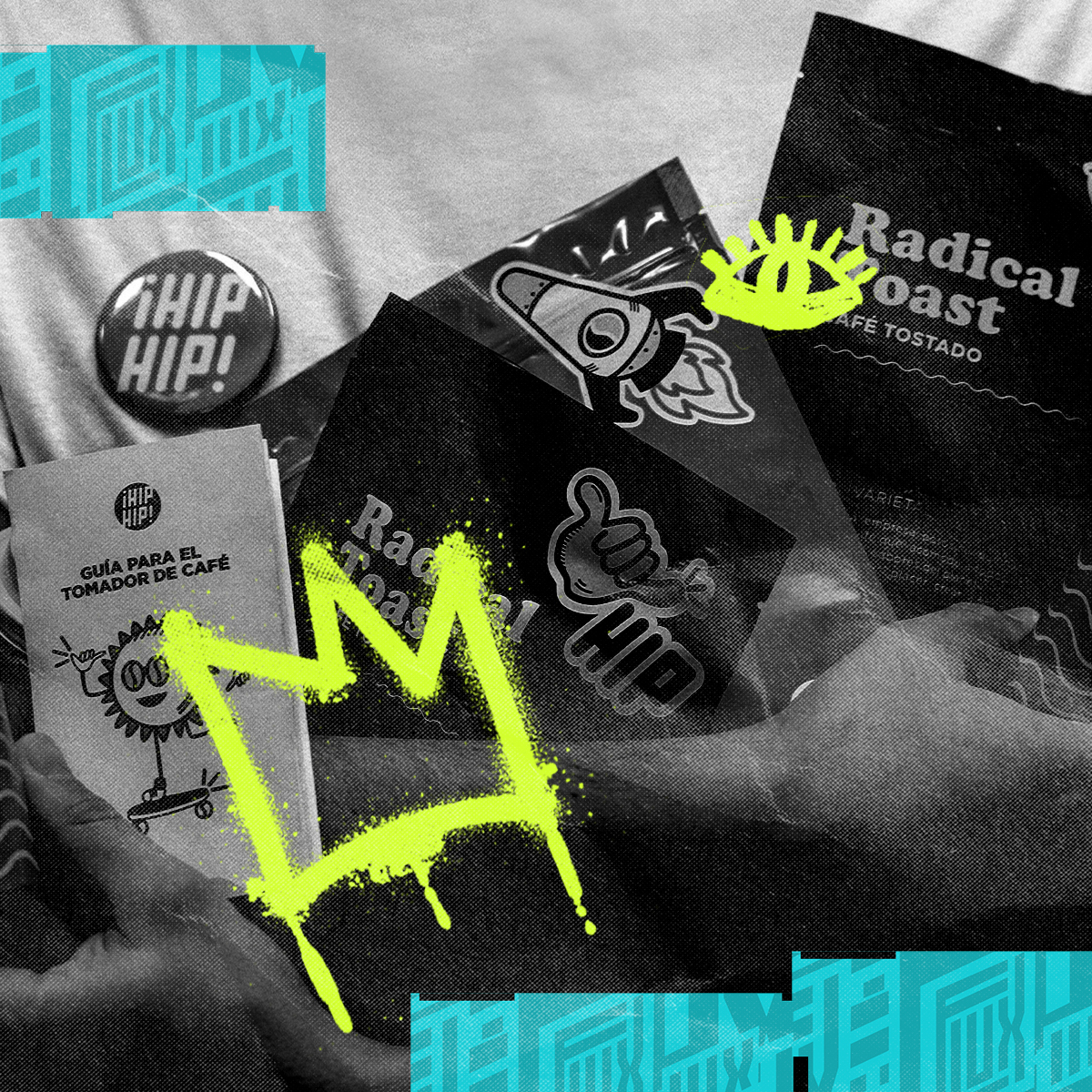 packaging and branded items showcasing design work