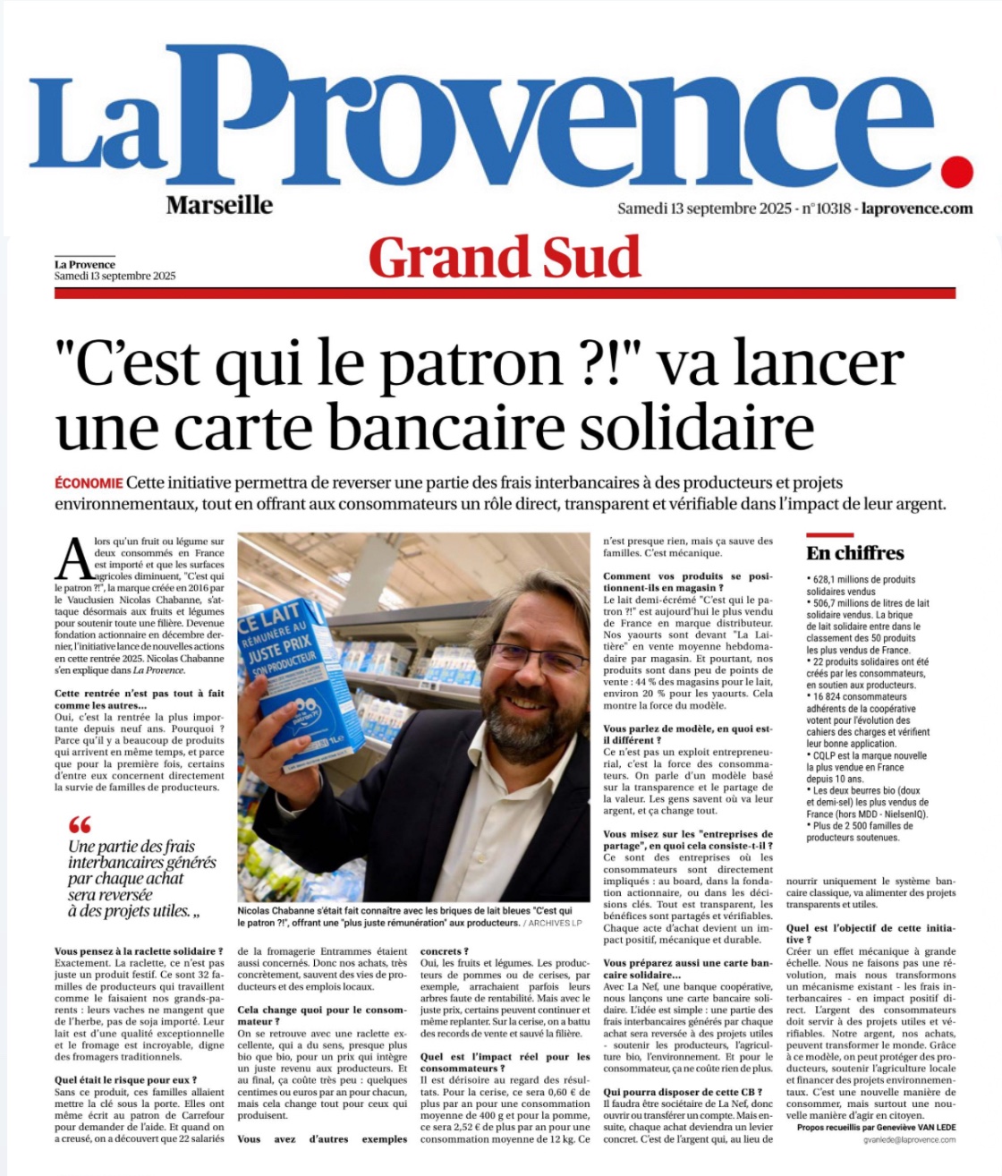 Article de La Provence sur la carte bancaire solidaire