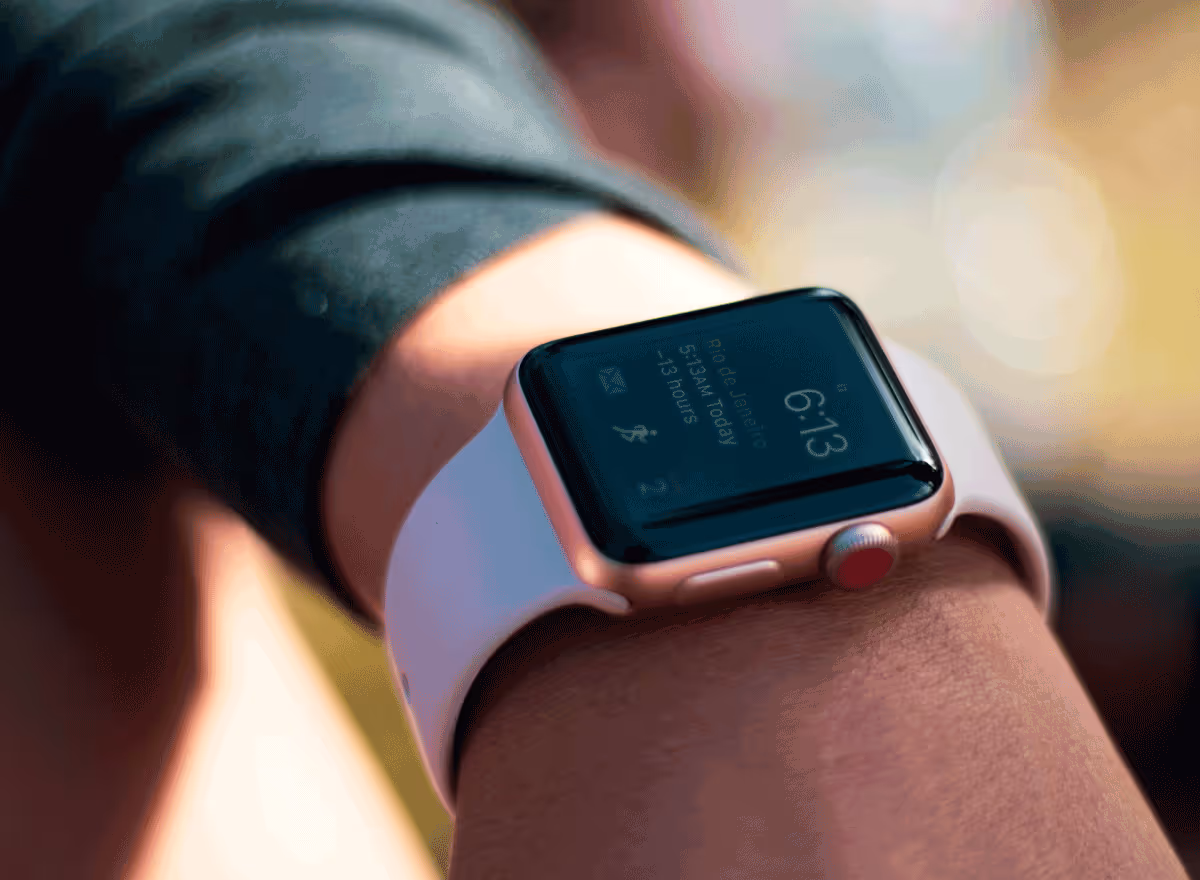 a person wearing an apple watch