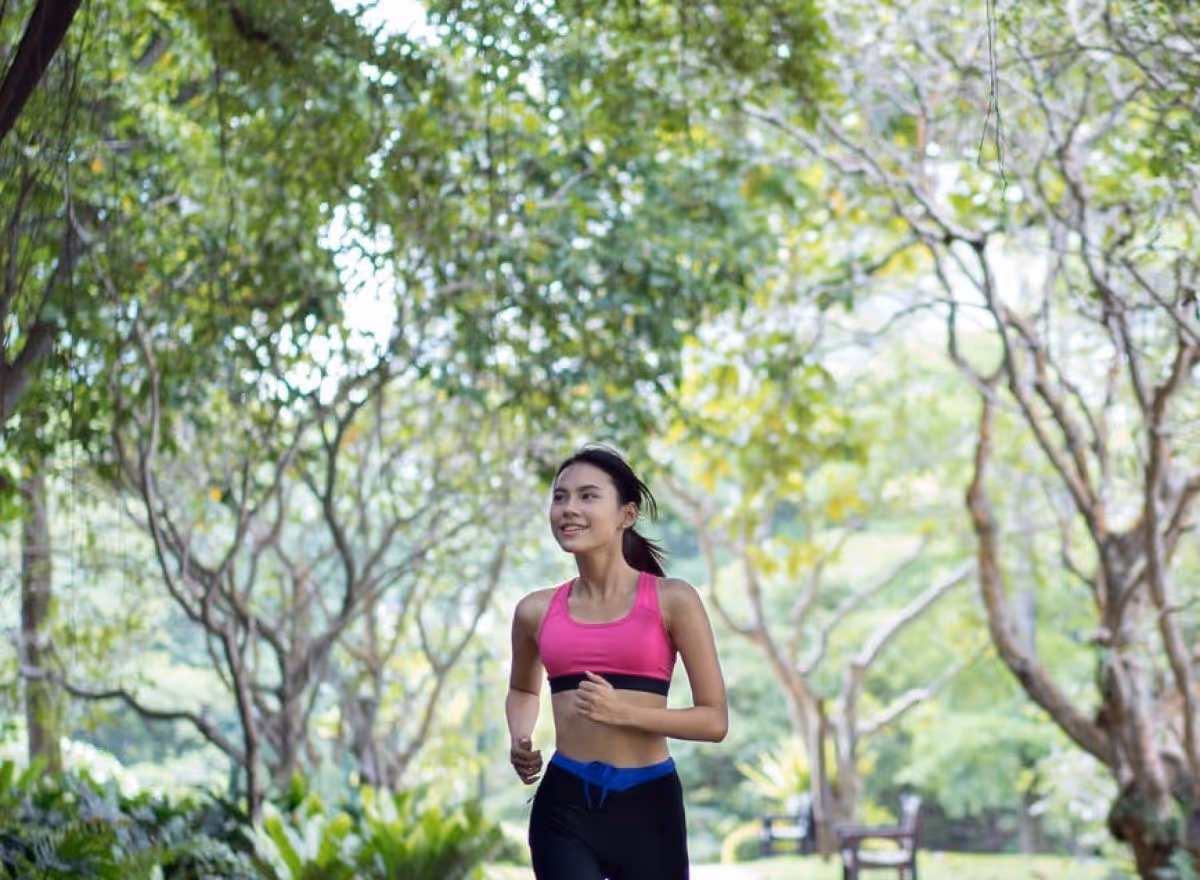 person running in a park