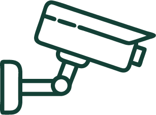 Minimalist green line art of a house roof with supporting beams.