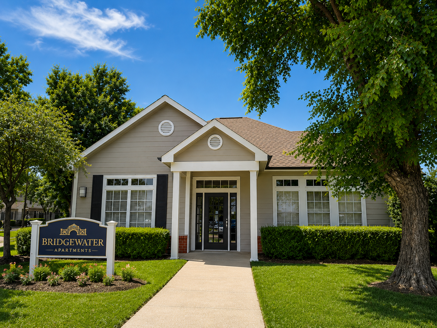 Office exterior with sign