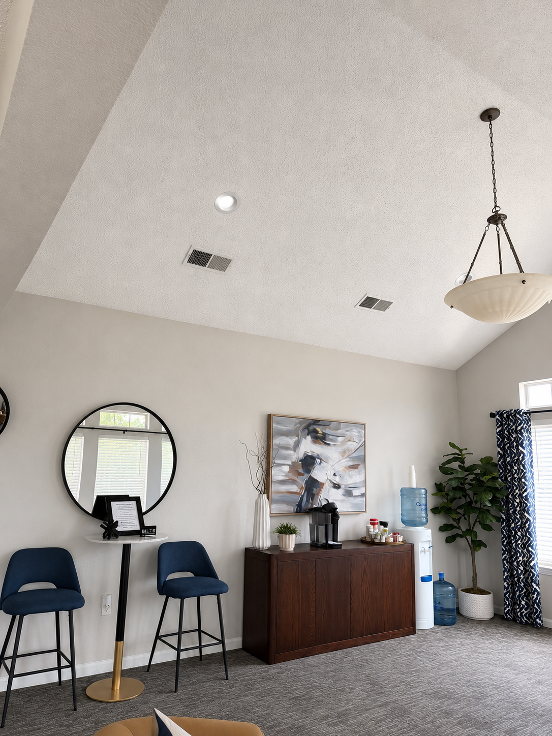 Lobby with chairs and coffee bar