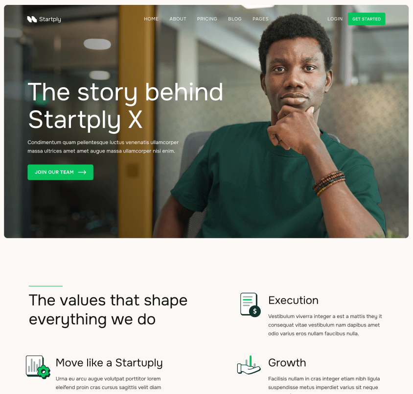 Startply X - About V2 Page - Multi-Purpose Startup Webflow Template
