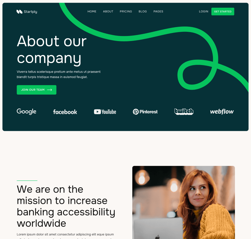 Startply X - About V3 Page - Multi-Purpose Startup Webflow Template