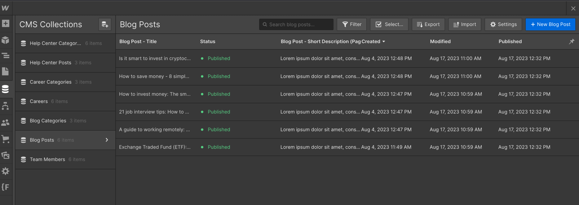 CMS Collection - Startply X Webflow Template
