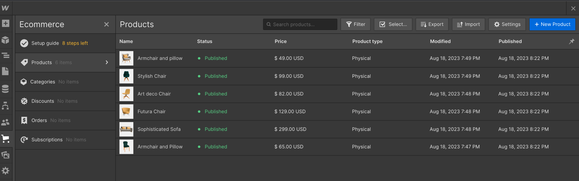 Ecommerce Collection - Startply X Webflow Template