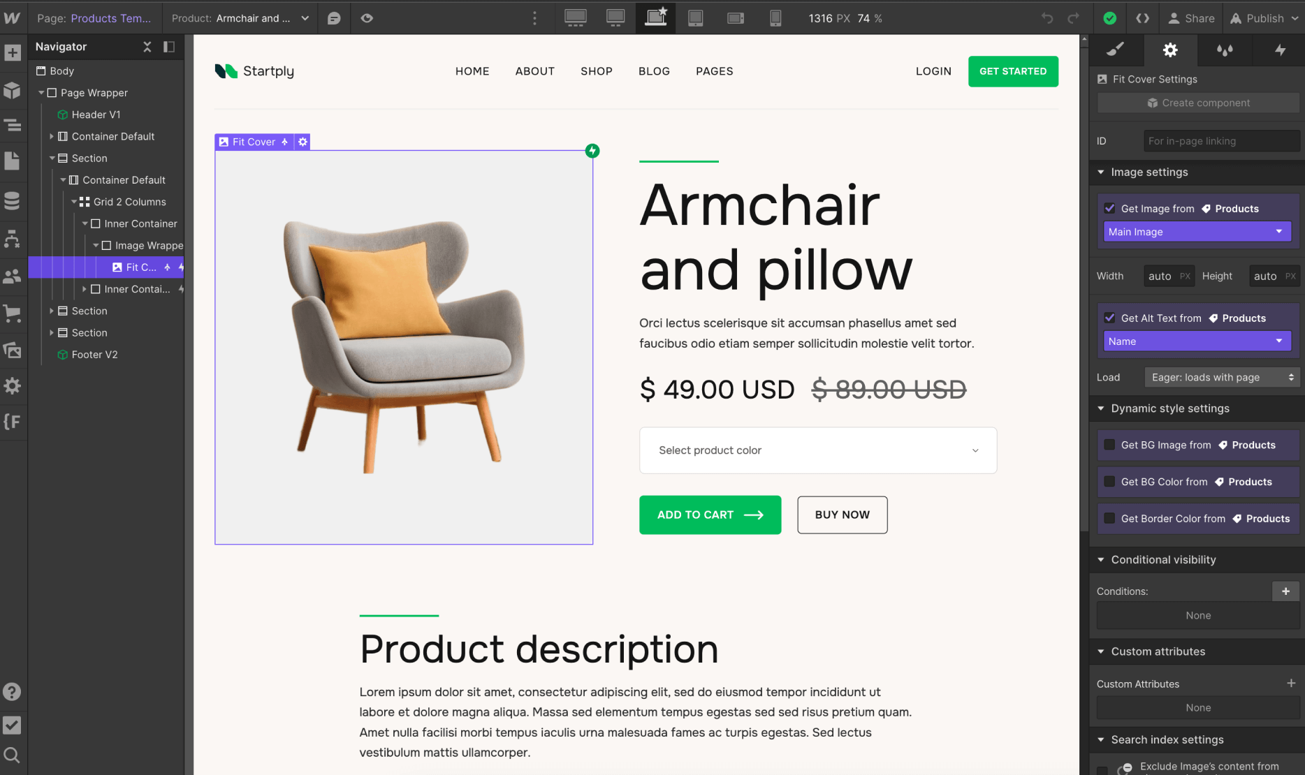 Ecommerce Page - Startply X Webflow Template
