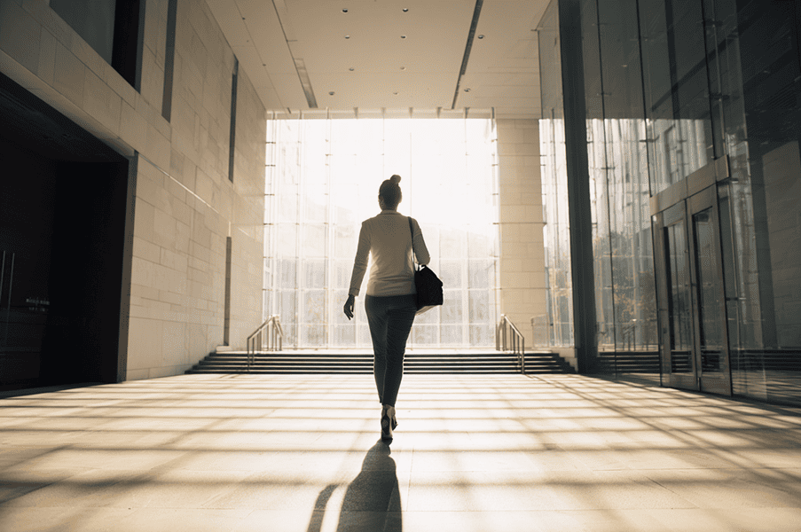person walking out of courtroom
