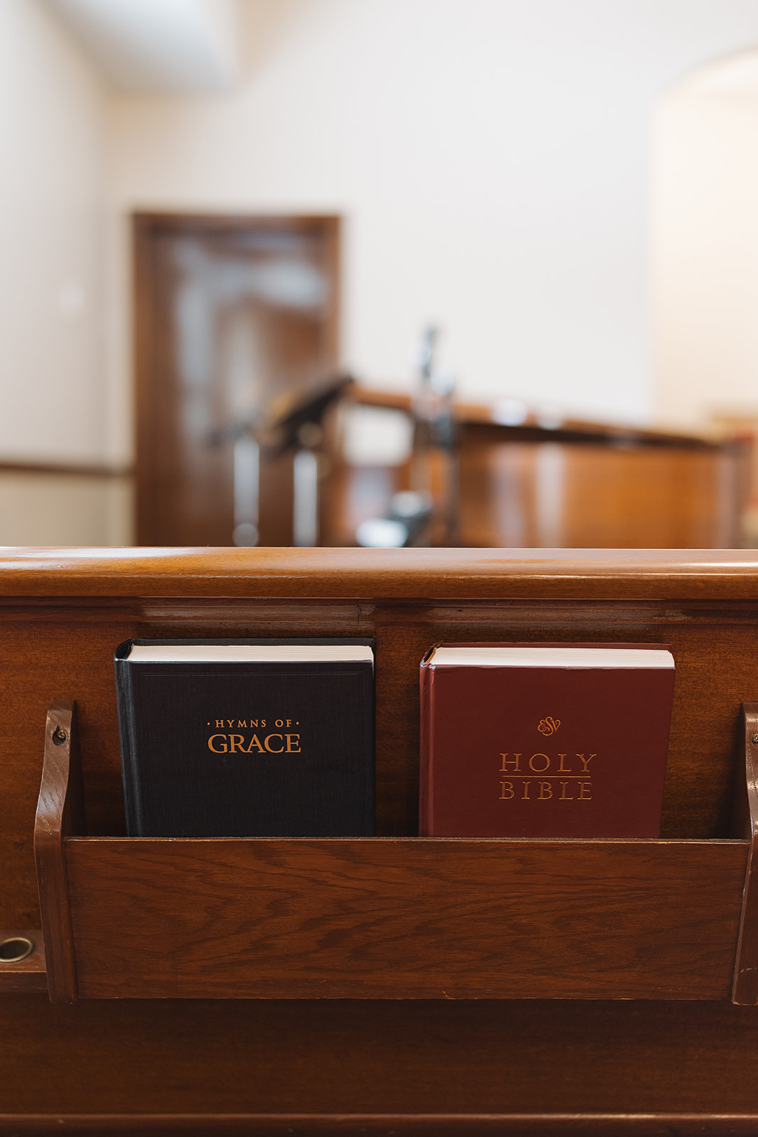 Pew Bible and Hymnal at North Shore Baptist Church's Sunday service.